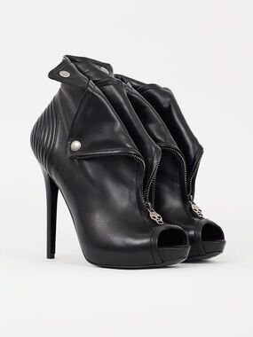 RARE! NWT Authentic Alexander McQueen Leather Peep-Toe High Heel Ankle Boots
